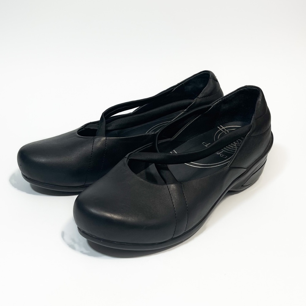 Dansko Leather Cross Strap Wedge Heel Clog 39